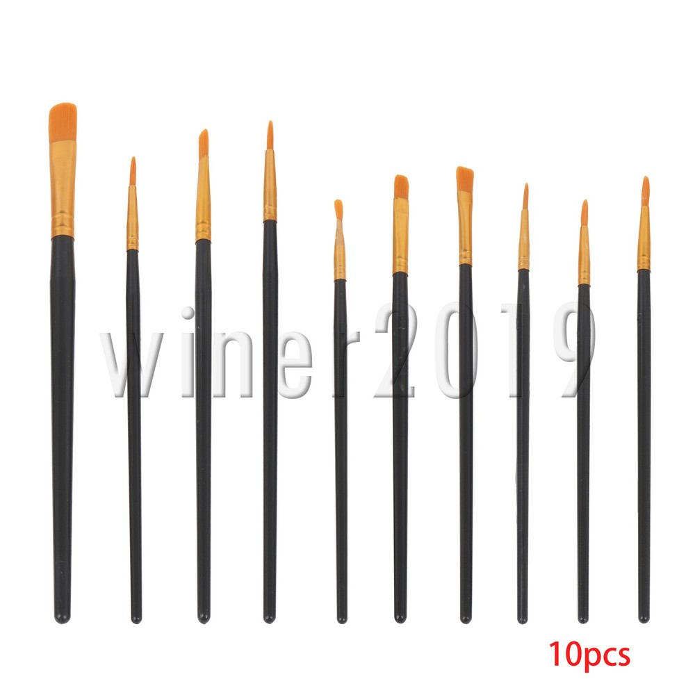 10pcs Black Acrylic Water Powder Oil Painting Brush for Oil Painting Acrylic