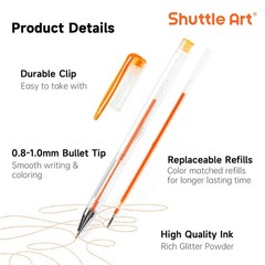 Gel Pens 240 Pack Glitter Colors 120 Refills Shuttle Art SAGGP-240 Adult Books