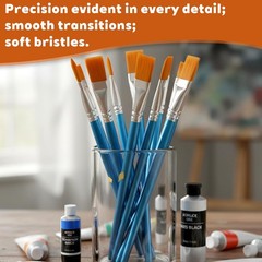 50 PCS 1 Inch Flat Paint Brushes Large Wooden Handle Acrylic Craft Bulk