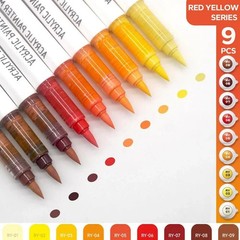 NEW 9pcs Acrylic Brush Markers Set Pro Colors with Auto Ink Control for Art DIY