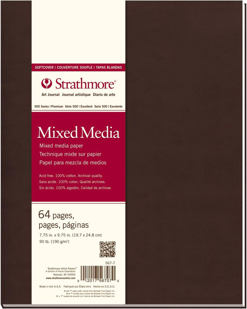 567-7-1 Softcover Mixed Media Art Journal, 7.75″ X 9.75″, White, 64 Pages