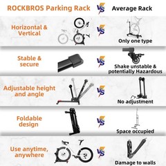 ROCKBROS Bike Stand 2-in-1 Vertical & Horizontal Floor Black