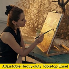 MEEDEN Heavy-Duty Tabletop Studio H-Frame Wooden Easel- Solid Beech Wood Adjusta