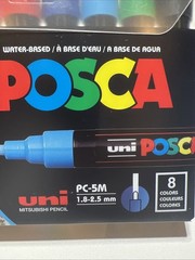 Uni POSCA PC-5M Water-Based Paint Markers (8 Pack) 1.8-2.5mm – Brand New
