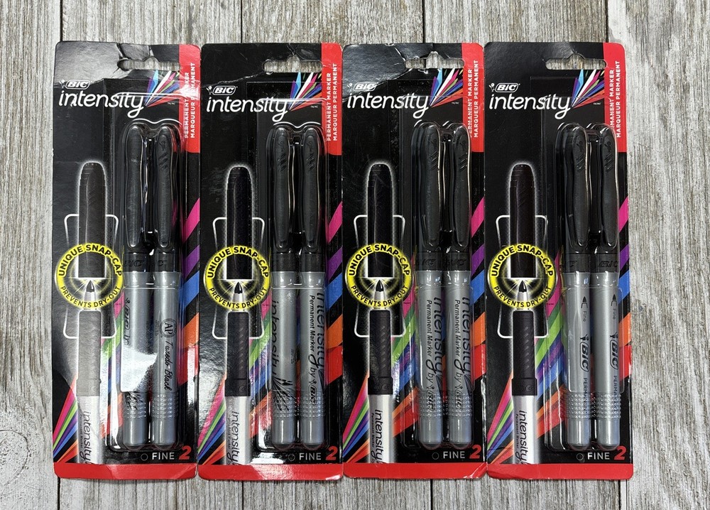 BIC® Intensity Permanent Marker, Black, Fine 4 Packs of 2 – New & Sealed