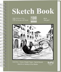 Sketch Book 8.5 x 11, Pad, Pack of 1 8.5-x-11-inch:1 Pack, Green