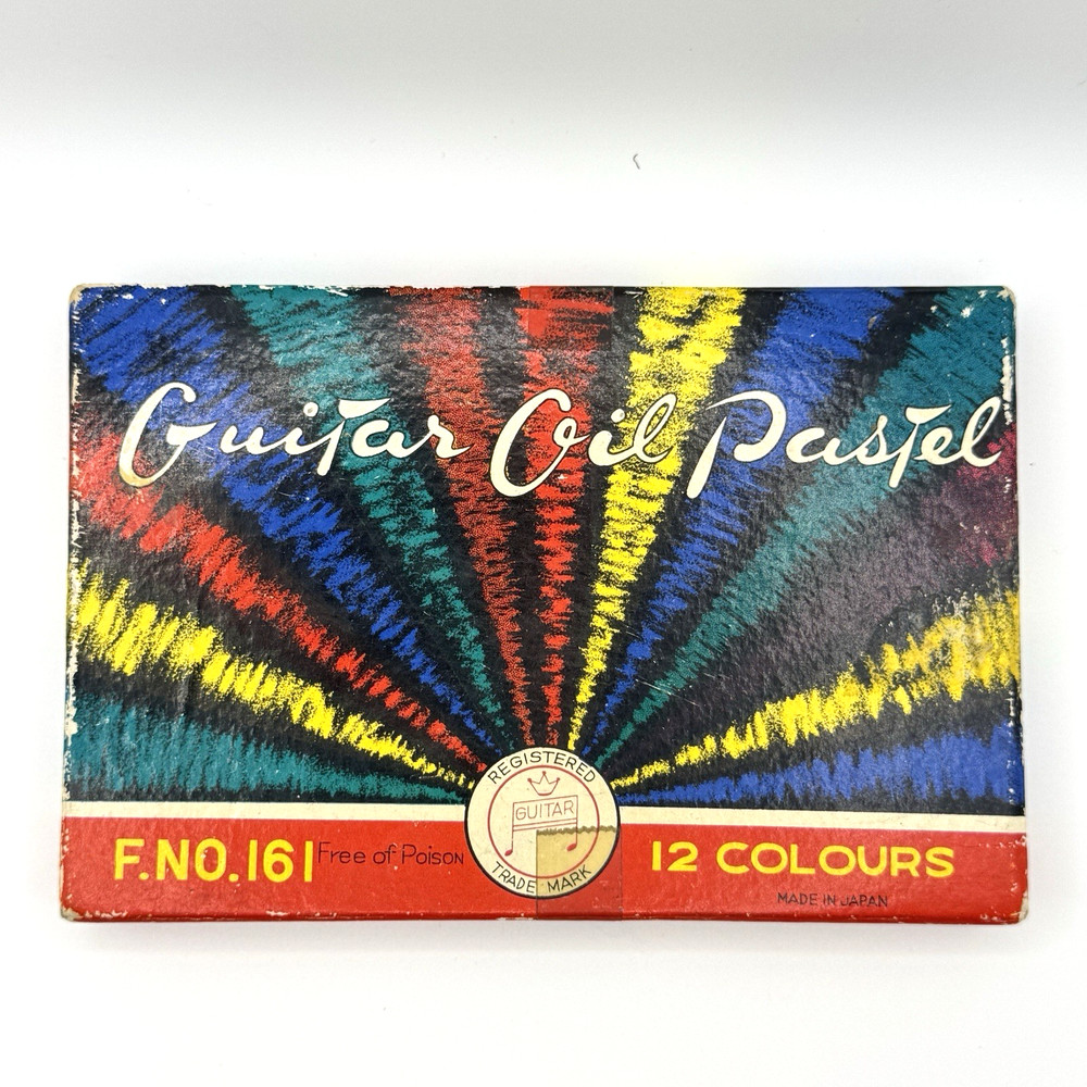 Vintage Guitar Brand Oil Pastels Crayons 12 Count Original Box F. No. 161 Japan