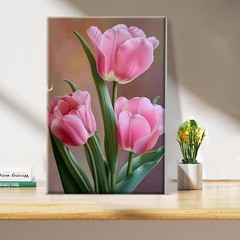 Adult Painting Kit Tulip Flowers Easel Acrylic Art Decor Gift Canvas 8×12 Inch