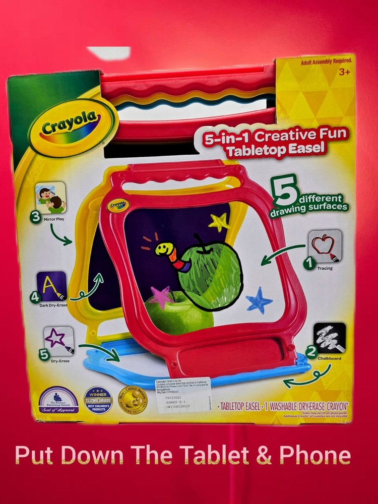 Crayola 5-In-1 Creative Fun Tabletop Easel – 5 Different Drawing Surfaces NIB