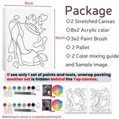 VALLSIP 2 Pack Paint and Sip Canvas Painting Kit Pre 8×10 inches, Multicolor