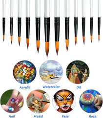 Acrylic Paint Brushes Set, 12Pcs Professional Round-Pointed Tip Artist Paintbrus