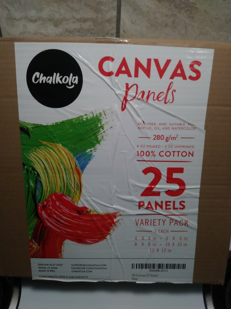 Chalkola Painting Canvases Variety Pack | 4×4, 6×6, 8×8, 10×10, 12×12 inch (5…