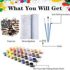 Patriotic Paint by Numbers Kit for Adults Beginner- 4th of July Adult Paint b…