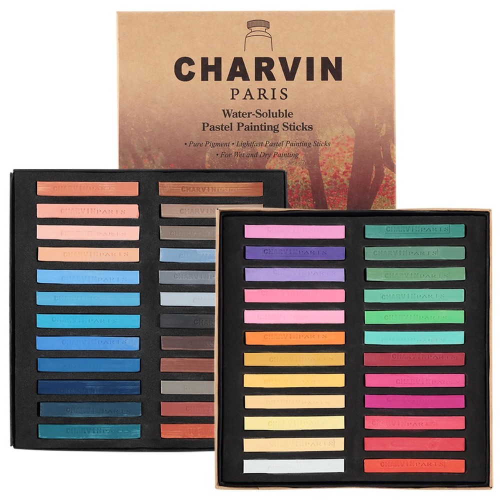 Charvin Artist Colored Chalk Pastels (Set of 48) – Water Soluble, Assorted Pa…