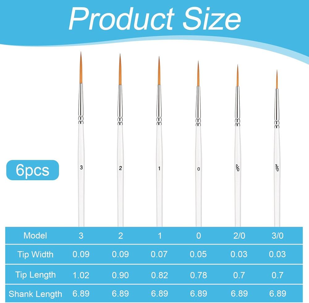 Script Liner Brush, 6 PCS Highly Flexible Paint Brushes Extra Long Fine Point…