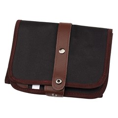 Canvas Pencil Wrap Case Colored Pencil Roll Holder Storage Pouch Brown 48 Holes