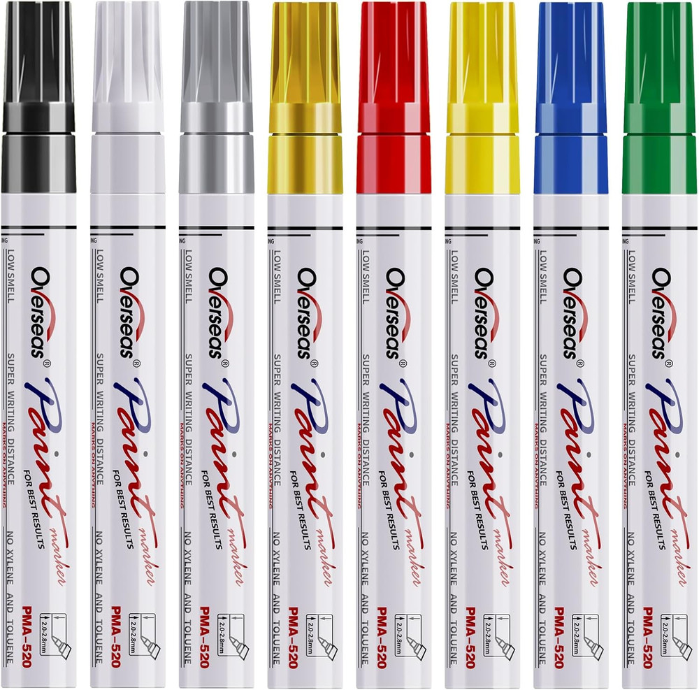 8 Colors Paint Pens, Oil Based Permanent Paint Markers Medium Tip |