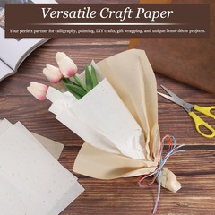 100Pcs A4 Mulberry Paper Sheets Unprepared Xuan Paper Beige 8.3″x11.7″