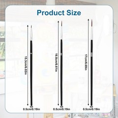 30pcs Detail Paint Brushes, Fine Tip 15.3×0.5cm/6.02×0.19in, Black