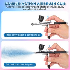 50 PSI Dual Action Clog Resistant Airbrush Kit with Air Compressor Set