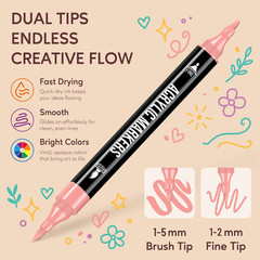 Pagather 72 Colors Acrylic Paint Markers, Dual Tip with Fine Tip and Brush Tip P
