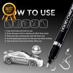 3 Pack Liquid Chrome Markers Mirror Paint Pens 0.7 1 3mm Tips for Metal Plastic