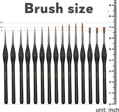 Paint Brushes, 15PCS Model Brushes Detail Paint Brush Set, Fine Detailing
