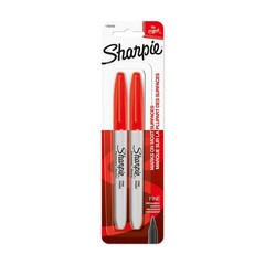 Sharpie Permanent Markers, Fine Point 2 Count (Pack of 1), Red