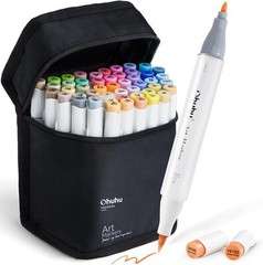 Ohuhu-Mid-tone Markers- 48 Color Alcohol Based Fine & Brush Markers – Refillable