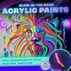 Glow in the Dark Acrylic Paint Set, 8 Pack, 0.7 Fl Oz Each, 8 Colors