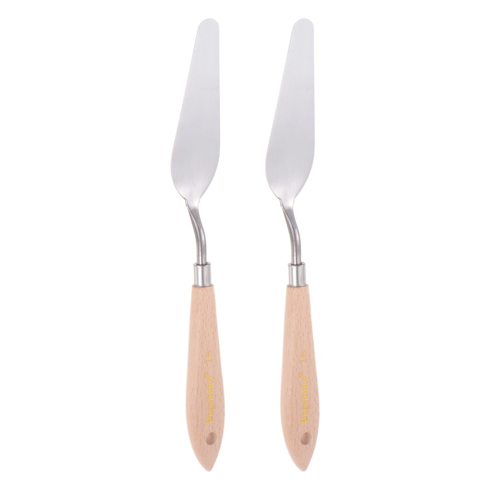 2pcs No.16 Painting Palette Knives Stainless Steel Spatula Beech Wood Handle