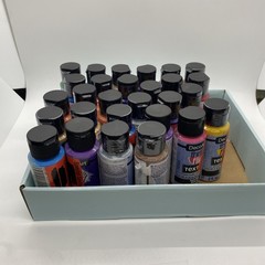 Lot Of 28 DecoArt Thrift Flip Fabric Acrylic Paint 2oz Assorted – Read