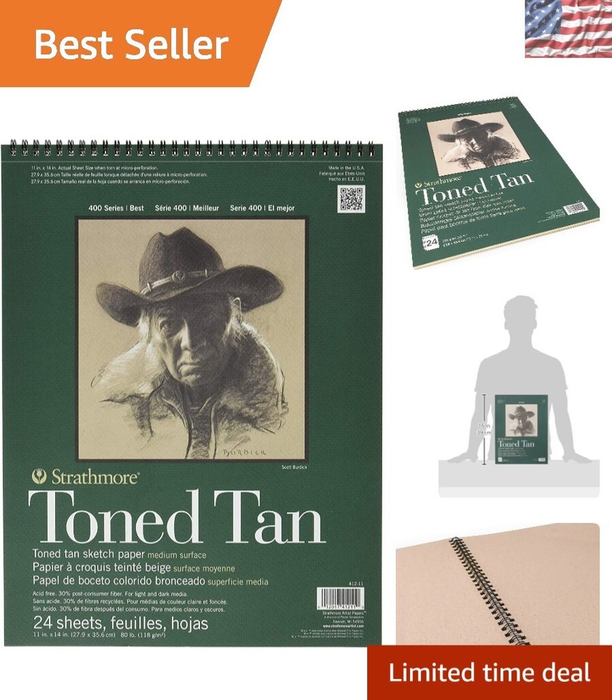 Eco-Friendly 11×14″ Toned Tan Drawing Pad – Perfect for Multi-Media Work