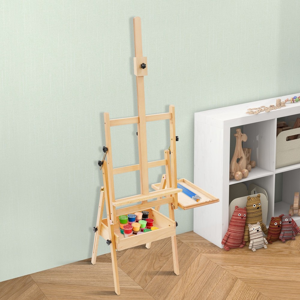 H-Frame Easel Foldable Holds Canvas Art up to 36″ Artists Easel w/ Storage Tray