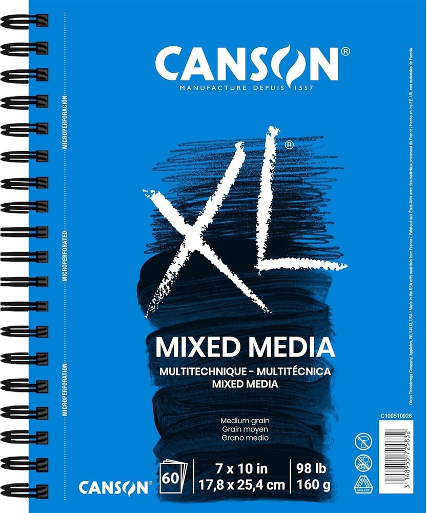 Canson XL Series Mixed Media Pad, Side Wire, 7×10 inches, 60 Sheets –