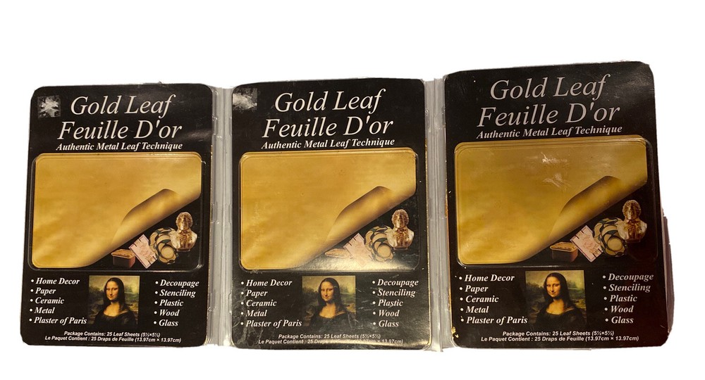 Mona Lisa Gold Metal Leaf – Composition Gold 3 Packs. Read Description