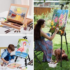 149Pcs Deluxe Artist Painting Set with Aluminum and Beech Wood Easel, 48 Colo…