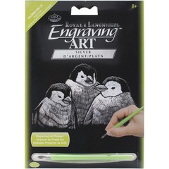 Silver Foil Engraving Art Mini Kit 5X7 Penguin Chicks
