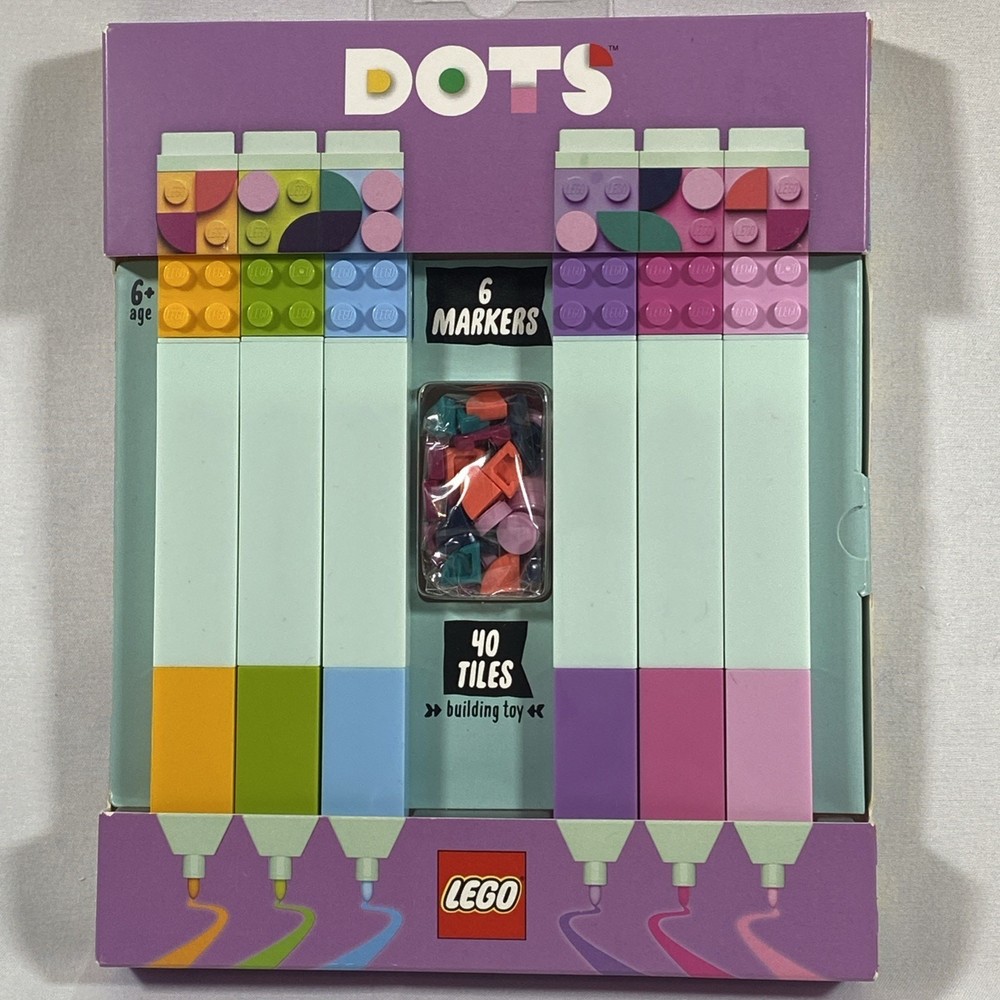 Lego Dots Stationery 6 Multicolor Markers Pens 40 Tiles Bricks Kids Building Toy