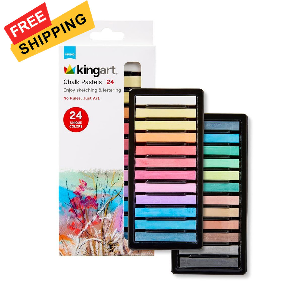 KINGART Pastels Studio Colored Square Chalk 24 1 Count (Pack of 24), Multi