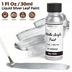 Liquid Silver Leaf Paint Kit 2x30ml Metallic Acrylic Chrome Varnish Wood Resin
