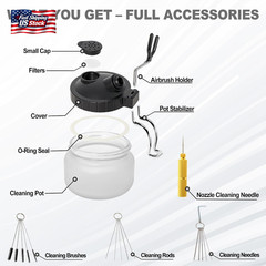 Airbrush Cleaning Kit Spray Wash Cleaning Pot Stabilizer Jar Bottles Holder with