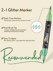 TOSHARE 48 Colors Glitter Markers Pens Dual Tip 24 Pack Glitter B