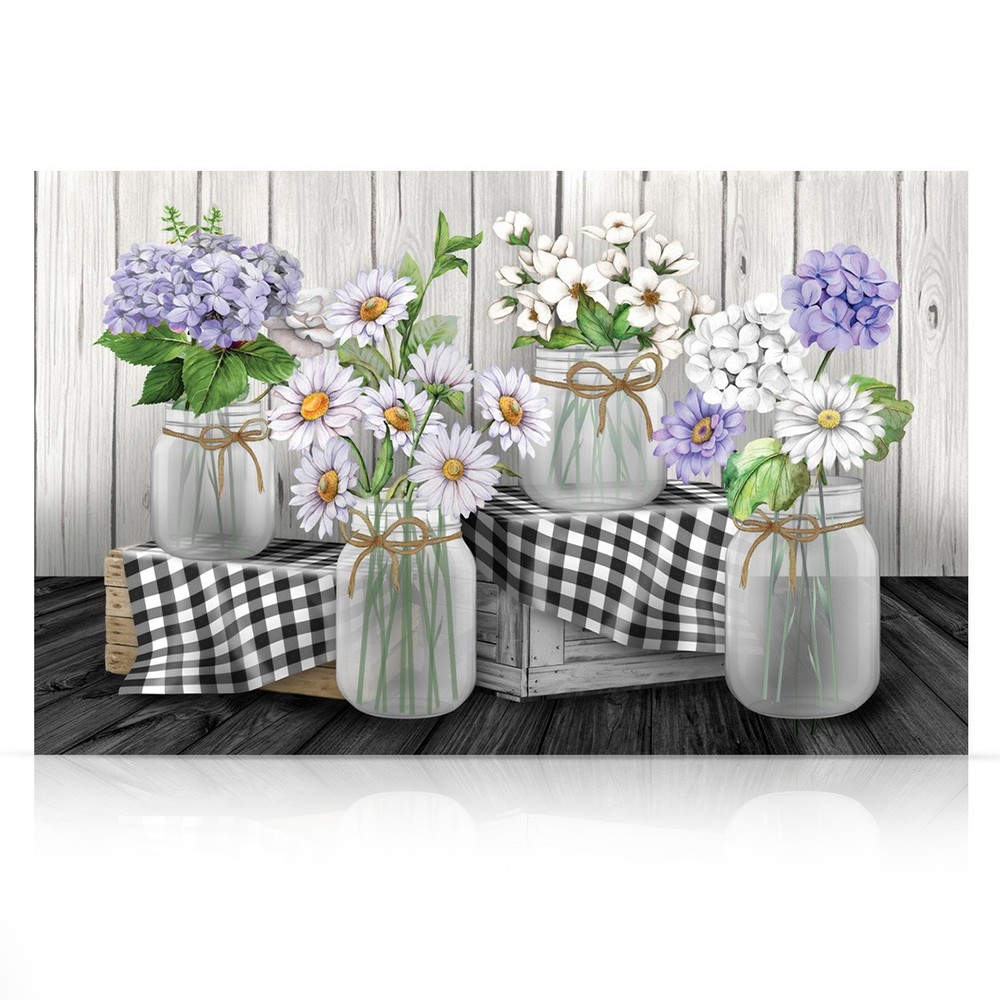 Briarwood Lane Spring Canvas Art 24×16 Checkered Mason Jars For Spring Large