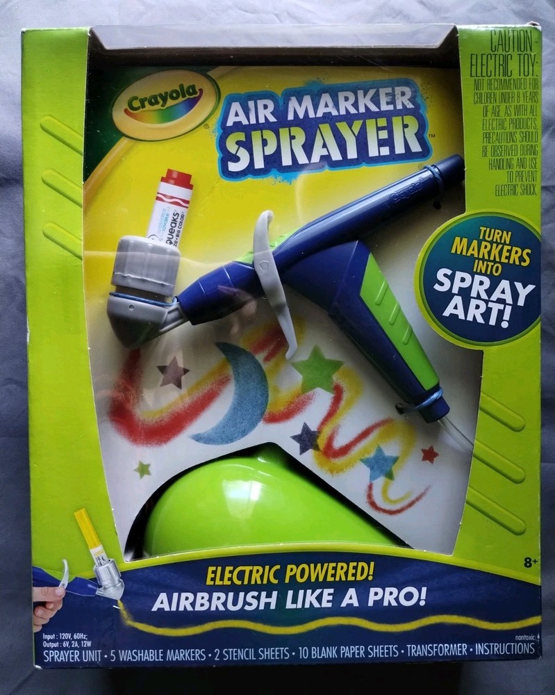 Crayola Electric Air Marker Sprayer Airbrush Spray Stencil Art SEALED FAST SHIP