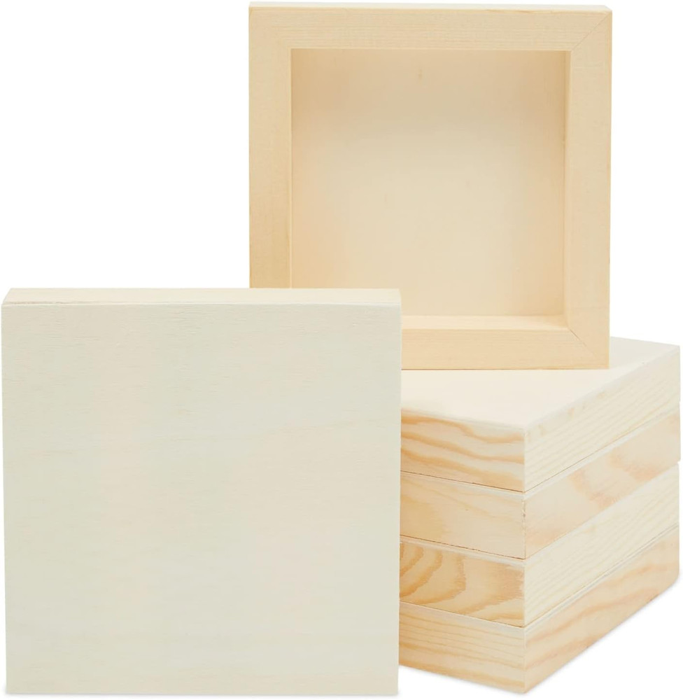 Wood Panel Canvases for Painting – 5 X 5 In, 0.85 in Thick, Pack of 6 – Unfinish
