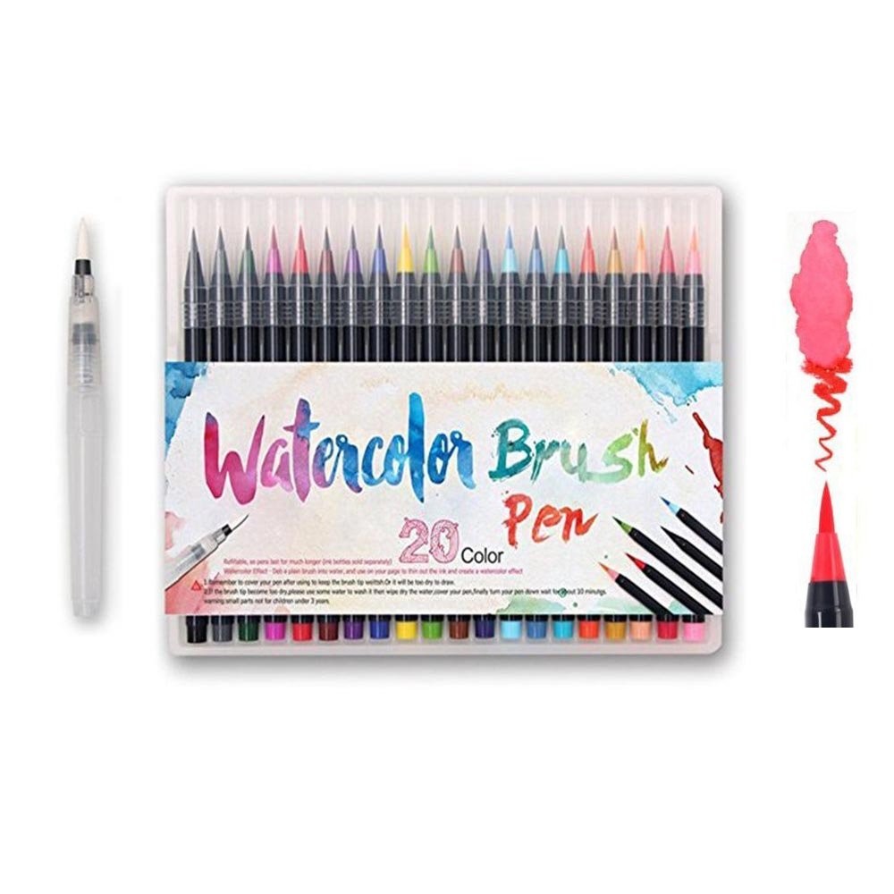 Watercolor Brush Pens Set – Premium Soft Flexible Dual Tips Coloring Brush Pe…