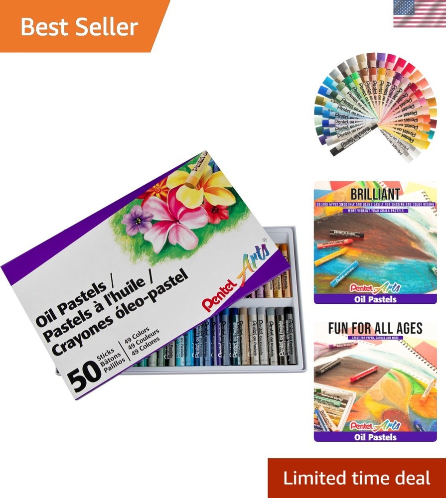 50-Count Multicolor Oil Pastels Set for Artists – Smooth Blending & Vibrancy