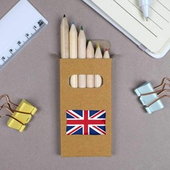 6 x ‘United Kingdom Flag’ Short 85mm Pencils / Coloured Pencil Set (PE00093090)