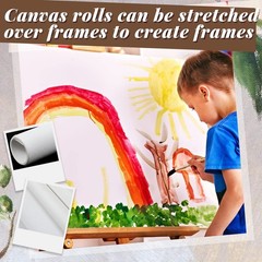 Kinlop 48 Inch x 20 Feet Double Primed Cotton Canvas 48 X 20 Feet, White